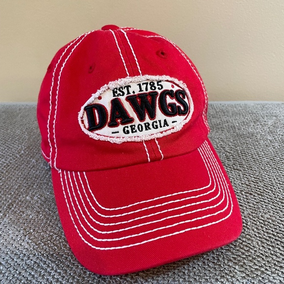 Georgia Bulldogs Baseball Cap Dawgs Est. 1785 Red University NCAA Strapback Hat - Picture 1 of 8